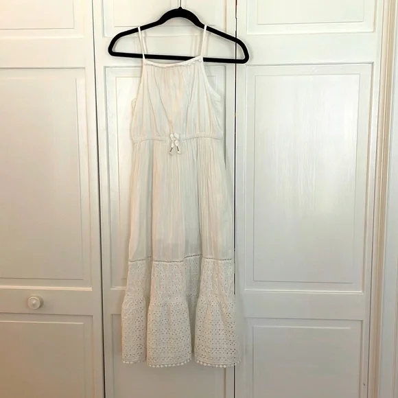 womens crochet maxi dress Belleza Women’s Crochet Maxi Dress – Strapless Hollow Out Knitted Sundress, Breathable Summer Beachwear, White / S by Nordic Peace